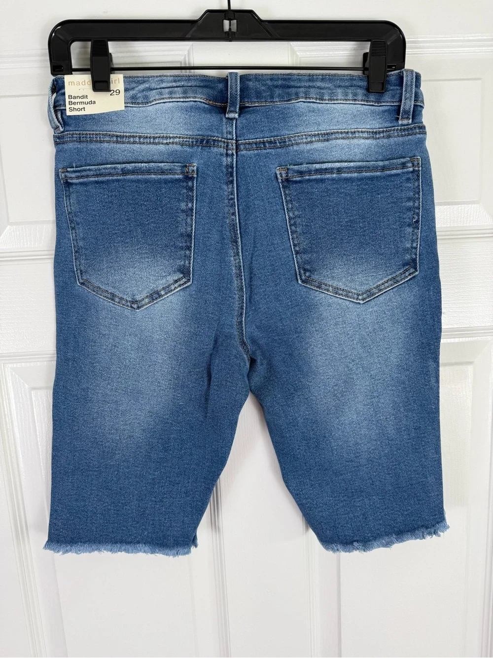 NWT Madden Girl Distressed Mid Blue Denim Cutoff Bermuda Shorts 29